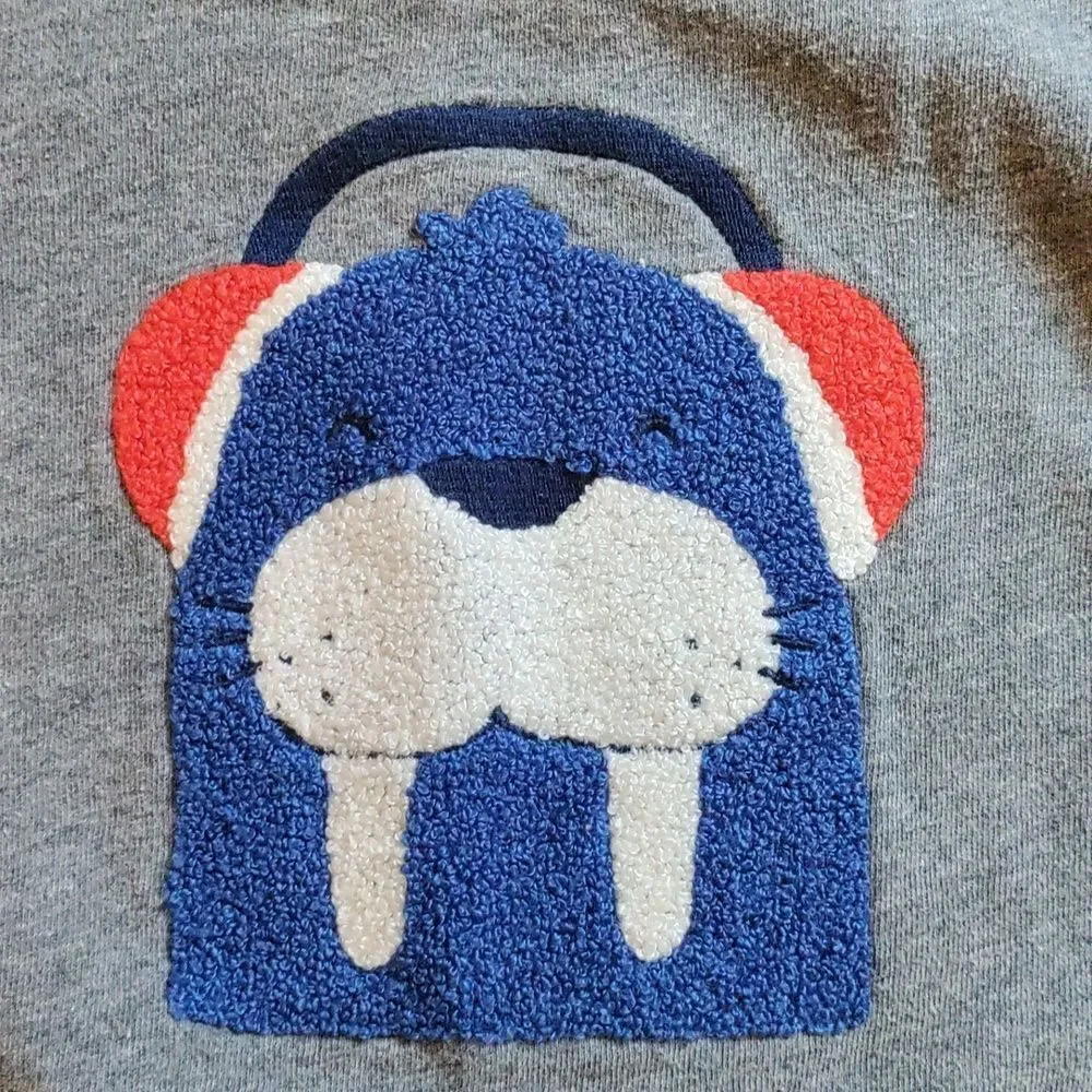 Carters Gray Sweatshirt 5T Walrus Design Fall Winter Cotton School Unisex